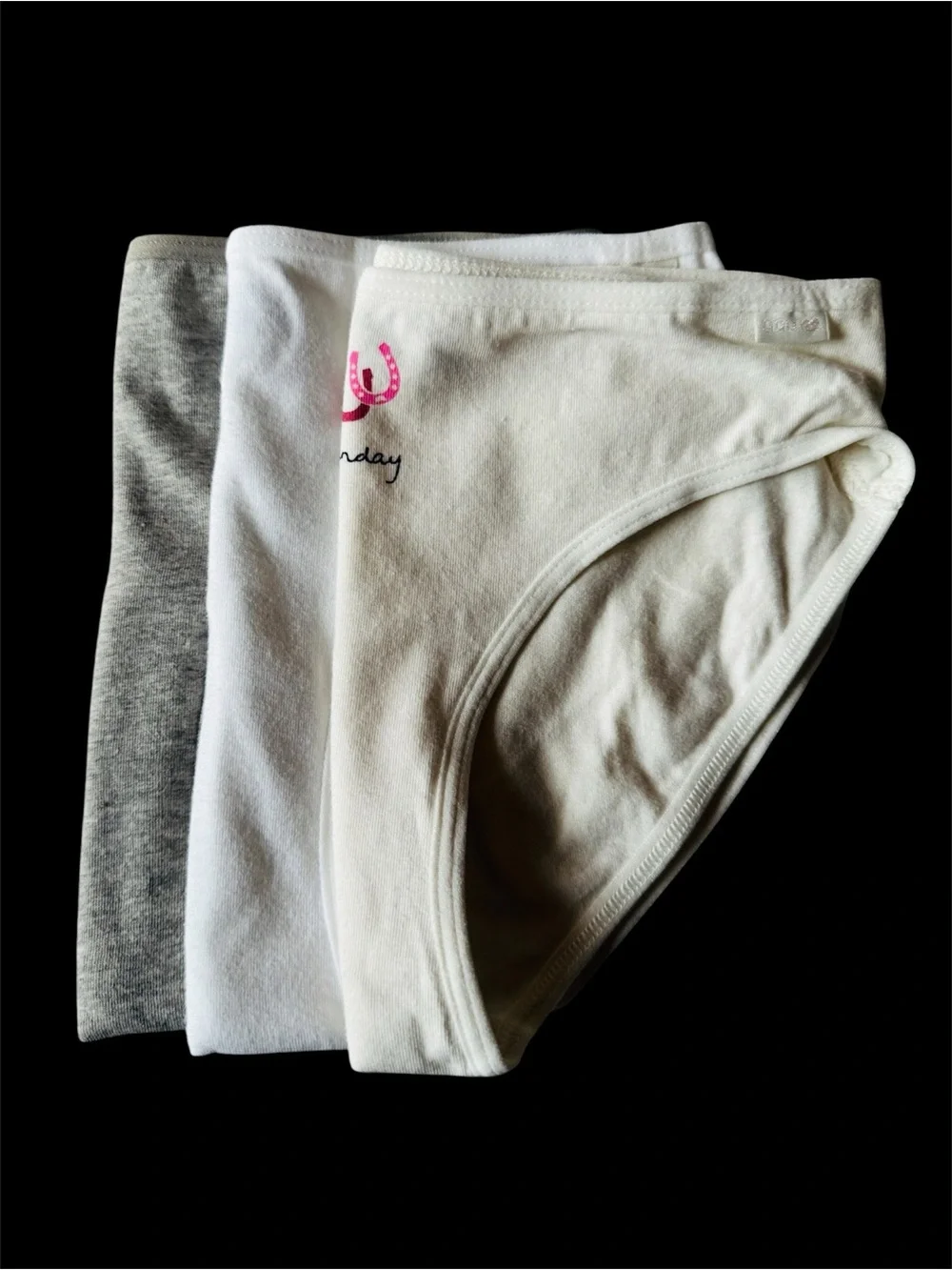 3-Pack kids Cotton Briefs - White, Cream, Gray